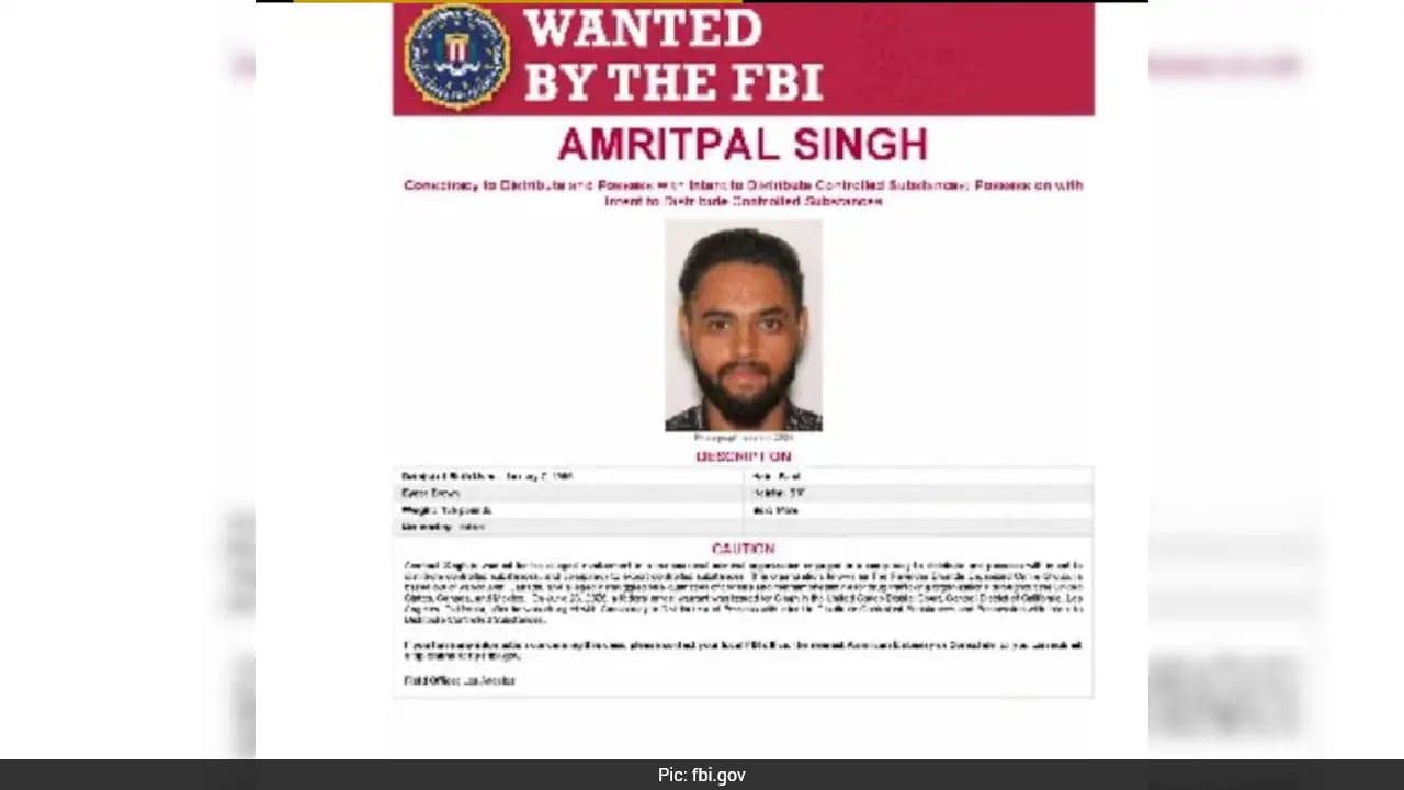 US Puts Indian Man Amritpal Singh On "Most Wanted" List In Drug Case