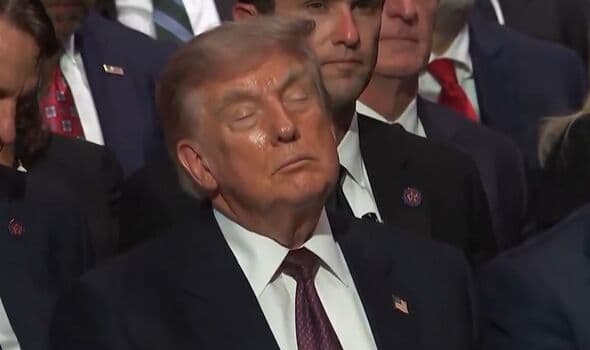 Donald Trump falls asleep during Lindsey Graham funeral - 'He's struggling'