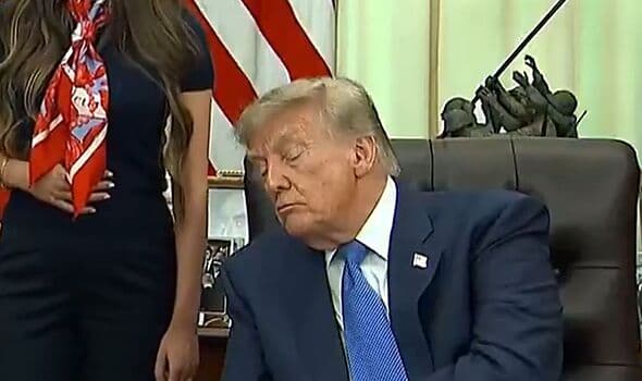 President Donald Trump appears to fall asleep during White House event
