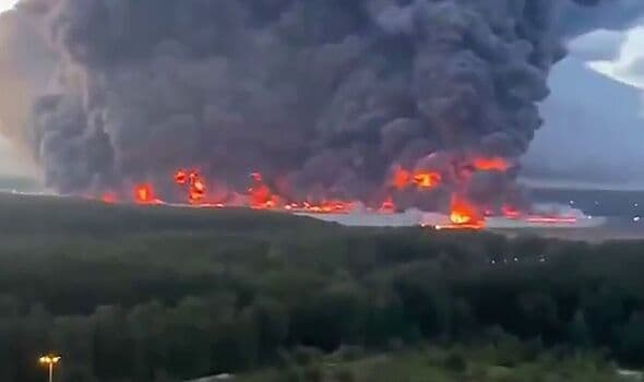 Putin humiliated as drones spark blaze at 'Russian Amazon' 25 miles from Kremlin