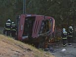 Twelve people killed as tourist bus flips over and crashes off road in Hungary