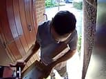 Moment Evri delivery driver STANDS on parcel to make it fit through letter box