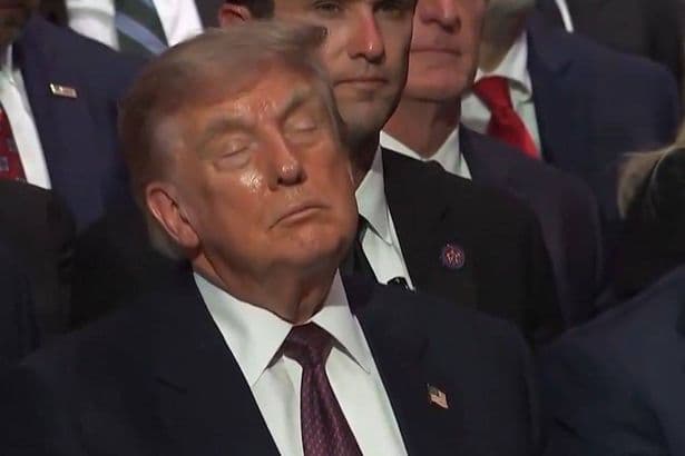 Donald Trump 'struggling' as he falls asleep during 'great friends' funeral