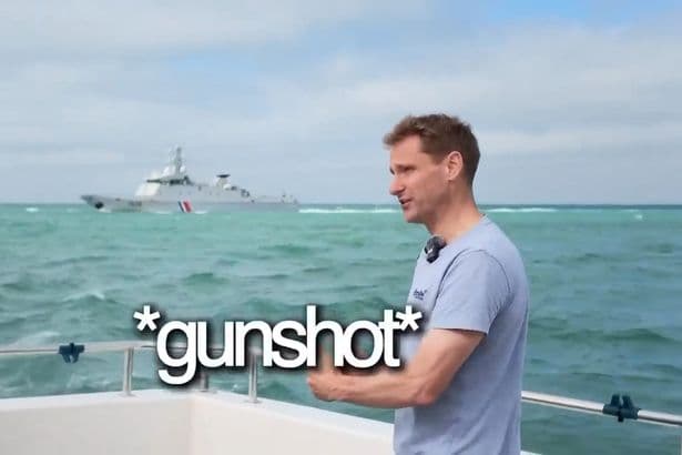 Top Tory accuses French warship of firing '17 live rounds' as he records video on Channel