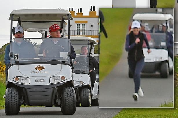Donald Trump's 'extremely close' aide Natalie Harp pictured sprinting after his golf cart