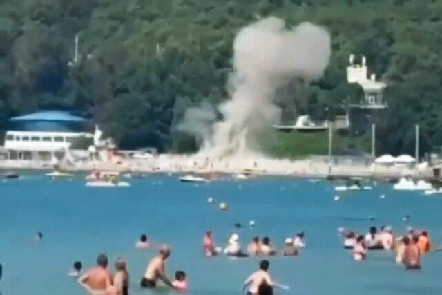 Did Russian air defenses bring down the drone that killed seven on a Black Sea beach?