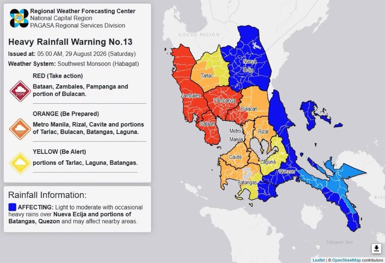 Heavy rainfall warnings raised over more areas in Luzon – Pagasa