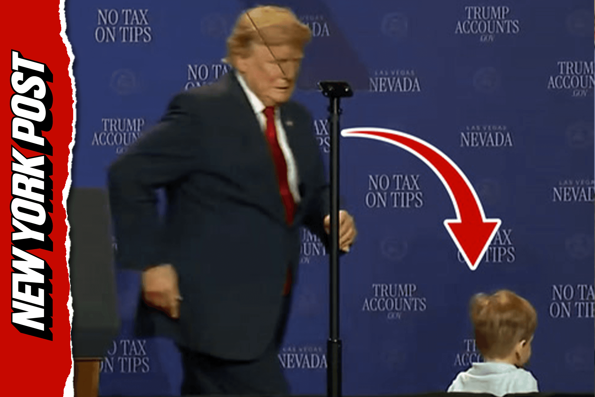 Trump saves toddler from running off stage, jokes ‘didn’t want him to be like Biden’