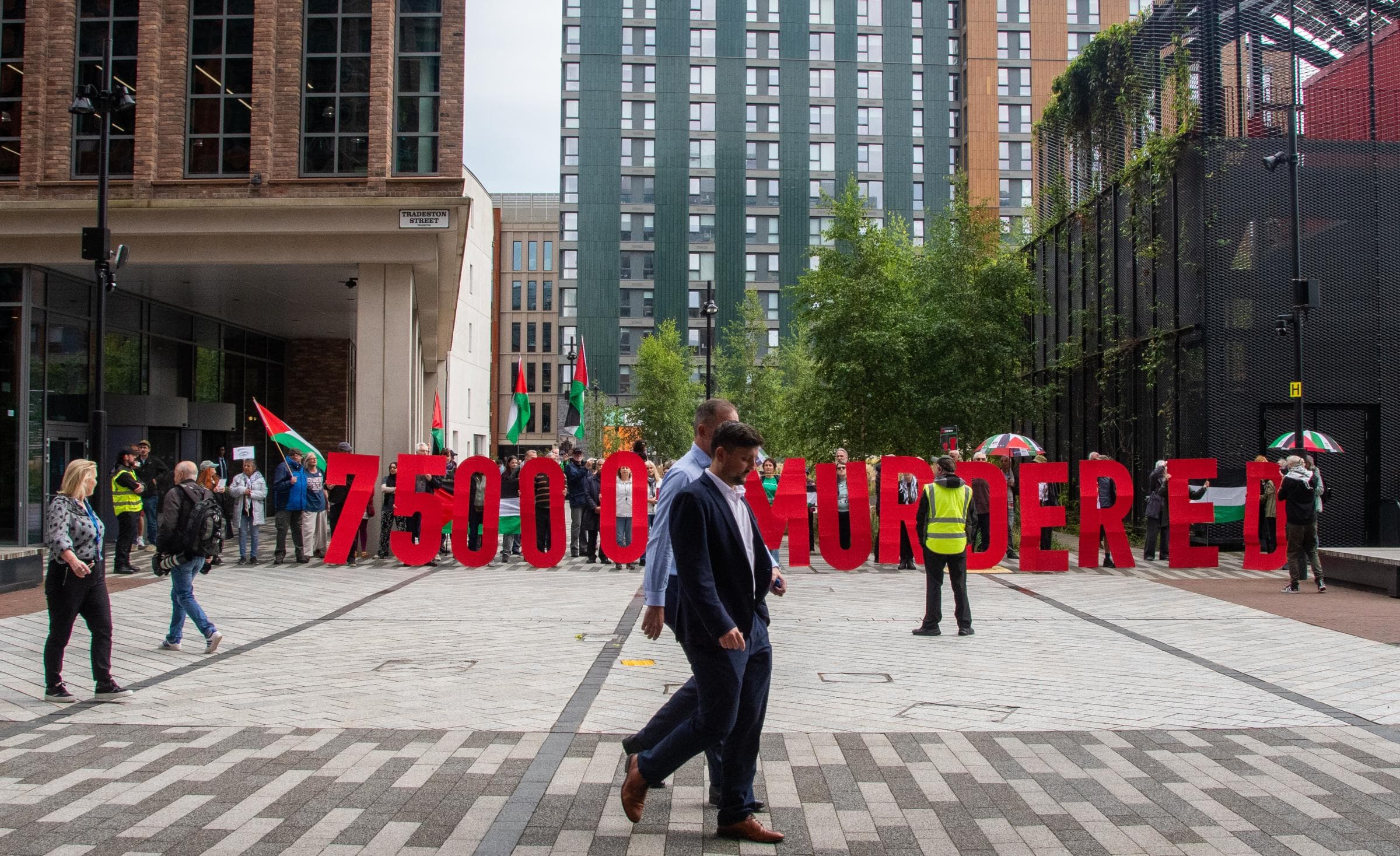 Pro-Palestine protesters target Barclays office in Glasgow