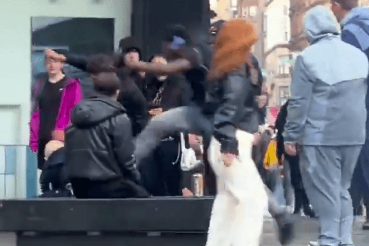 Sickening video shows man repeatedly stamped on by mob near Glasgow shopping centre