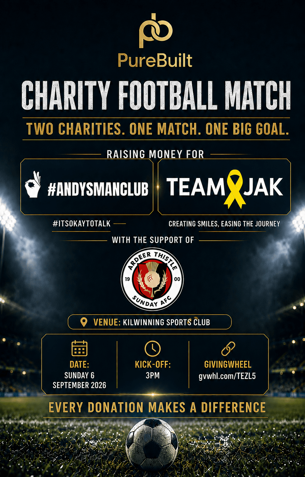 Charity football match in Kilwinning will raise funds for Team Jak and ANDYSMANCLUB