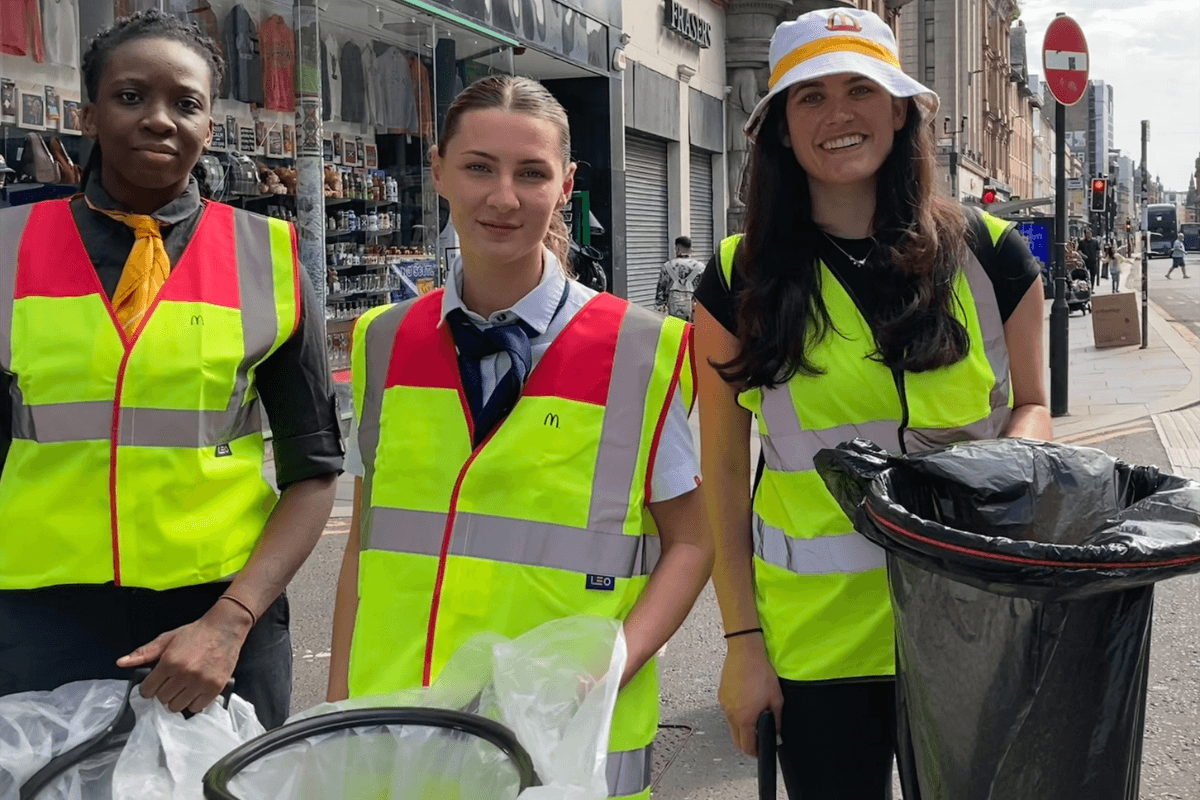 Glasgow McDonald’s teams collect 17 bags of rubbish in city litter-picking relay