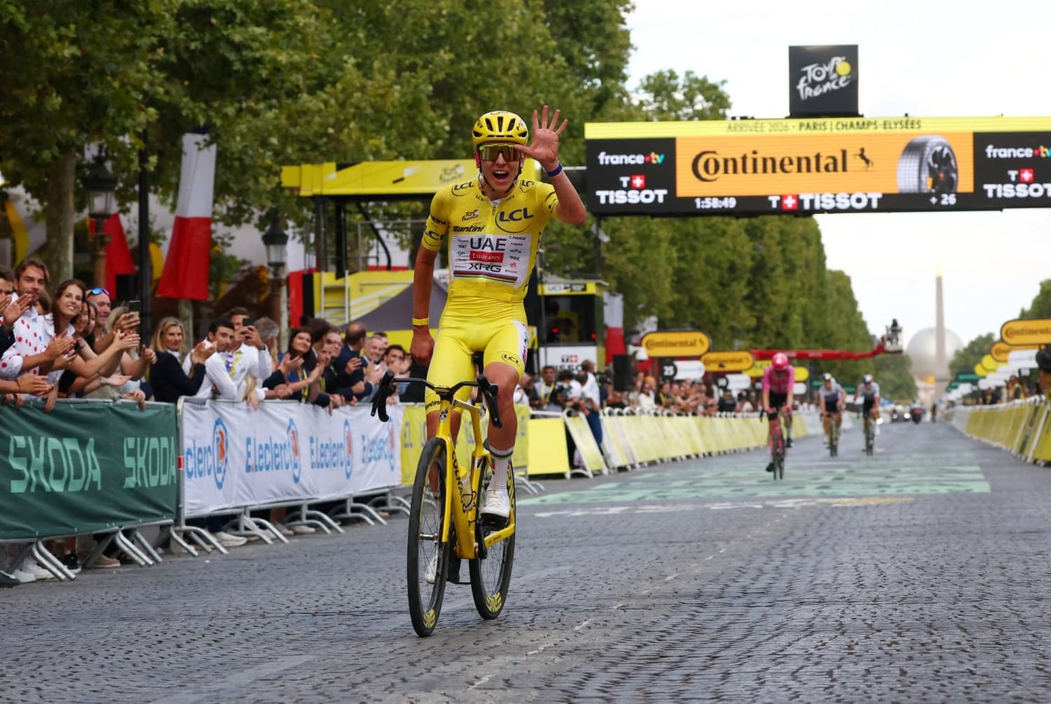 Tadej Pogacar matches record with fifth Tour de France crown