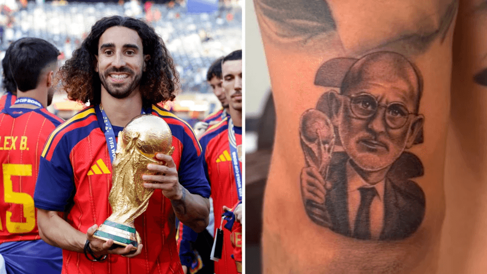 Cucurella gets tattoo of Spain coach De la Fuente