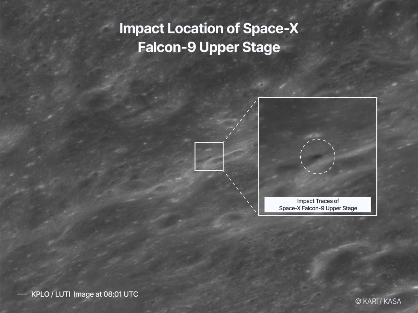 SpaceX crash site on moon revealed by South Korean orbiter