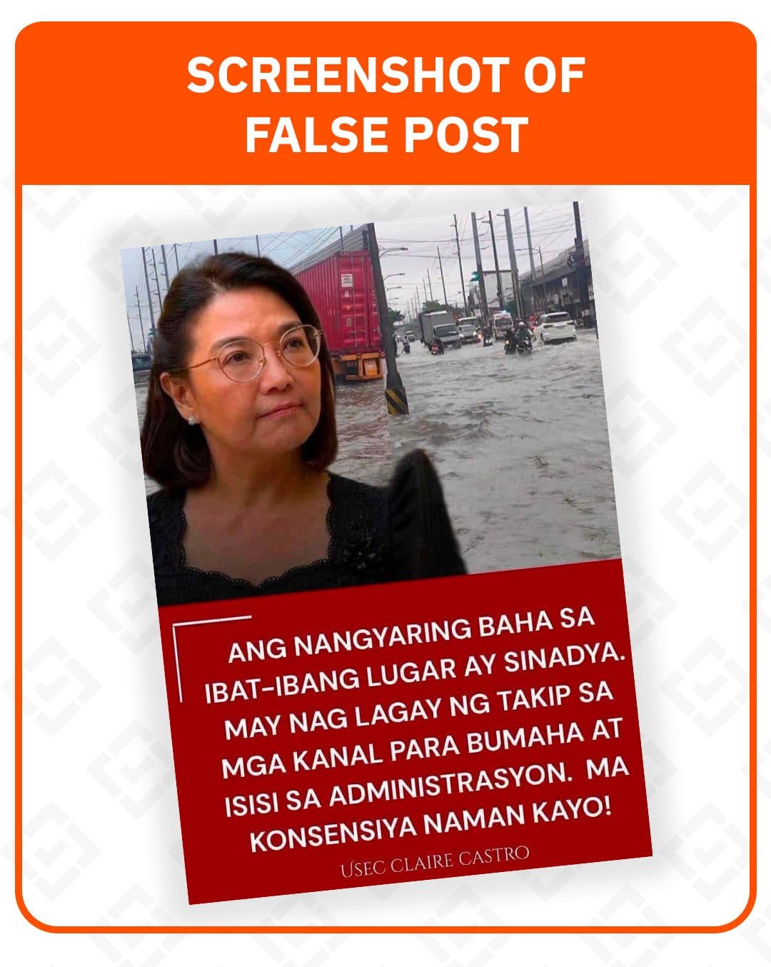 FACT CHECK: Claire Castro quote blaming heavy floods on blocked drains is fake