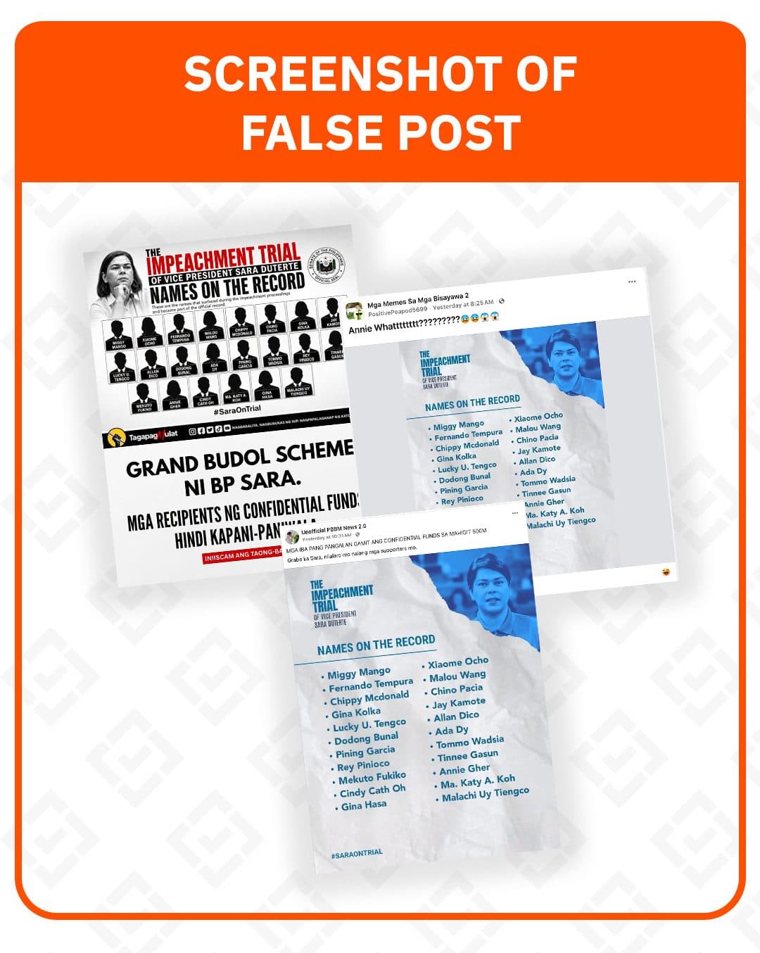 FACT CHECK: ‘News’ graphic listing confidential fund recipients from VP Sara trial is fake