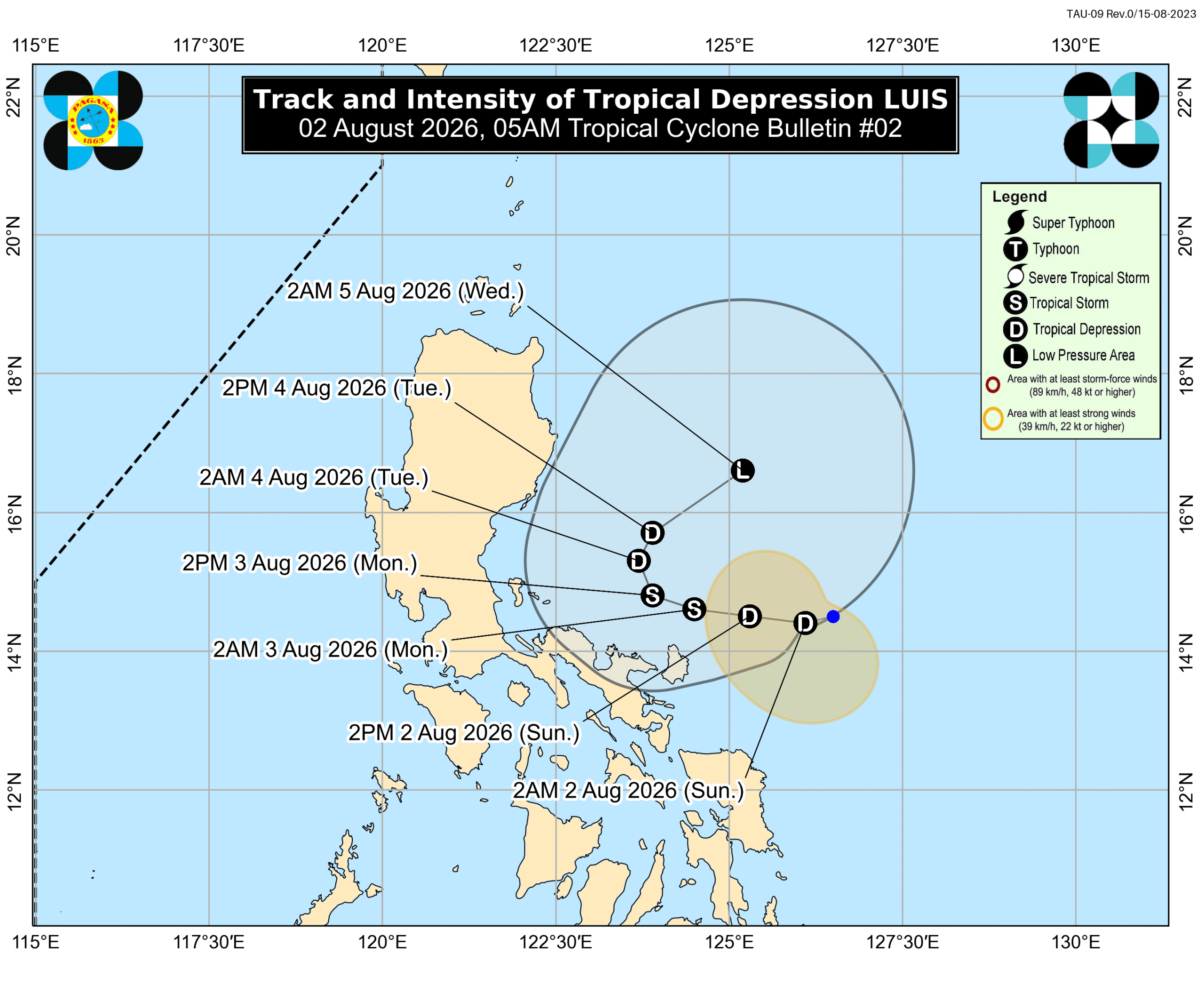 Tropical Depression Luis slightly intensifies east of Camarines Norte