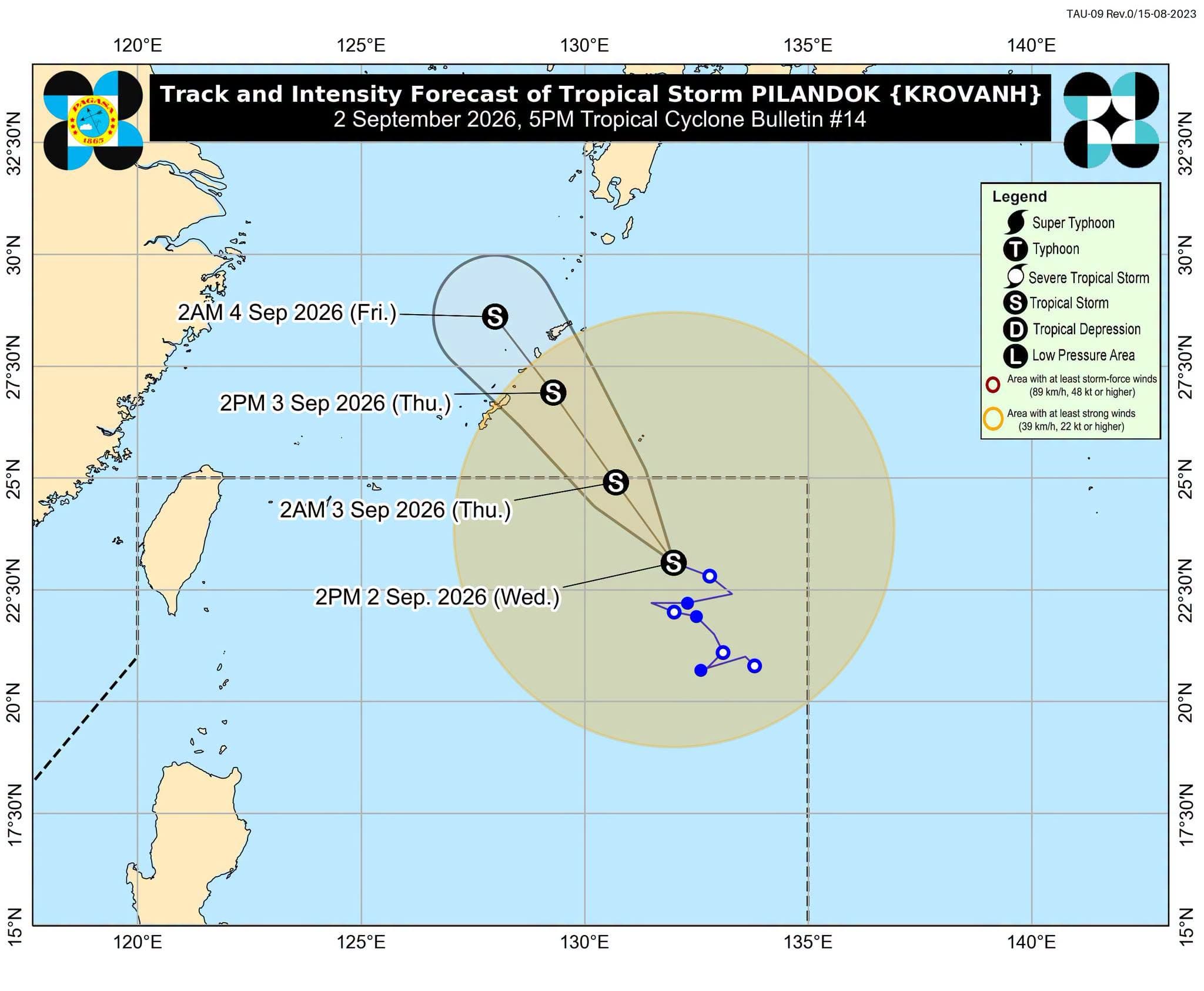 Tropical Storm Pilandok may exit PAR on September 3