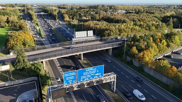 Eight teenagers and man hospitalised after collision involving car travelling wrong way on M50