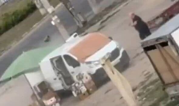 Horror moment drone 'hunts down' vegetable seller in chilling 'drone safari attack'