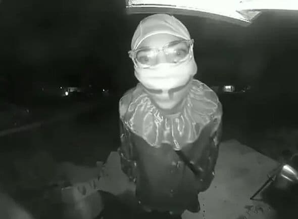 Horror as teen dressed as clown 'stabs pensioner to death' after chilling door cam message