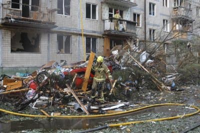 Russian strikes on Kyiv kill 9; Ukraine sinks Russian container ship