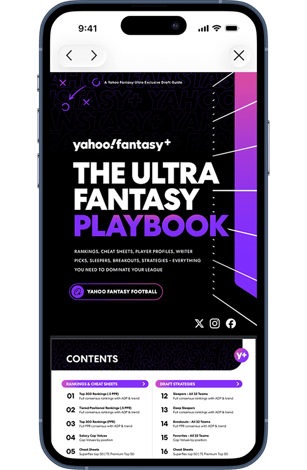The Yahoo Fantasy Ultra Playbook has 150+ pages of advice with tiered rankings, targets, fades and much more to help you dominate — here's how to get a free preview
