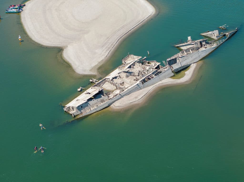 The Danube River's water is dropping so low that World War II ships are emerging