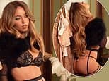 Sydney Sweeney turns up the heat as she models lacy bra, thong and suspenders for her SYRN lingerie label