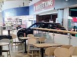 Moment audacious ram raid gang reverse car through service station and steal ATM and slot machines