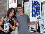 Pair bring 50 litres of 'legal hosepipe water' from Brighton to help London gardeners get through the drought