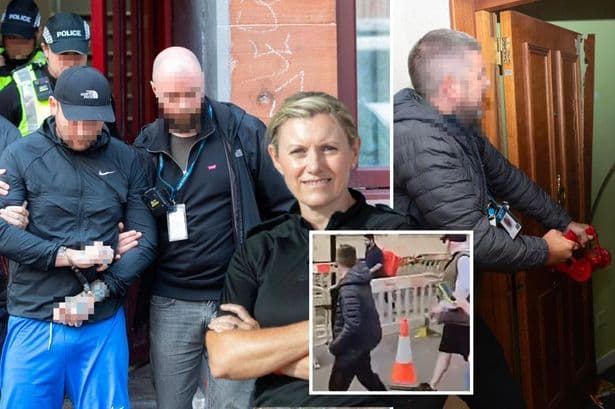 Man arrested in dramatic dawn raid after delivery driver hit with traffic cone at far-right protest