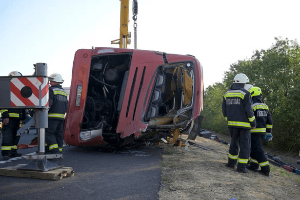 Twelve dead as tourist bus crashes in Hungary after driver 'fell asleep at wheel'