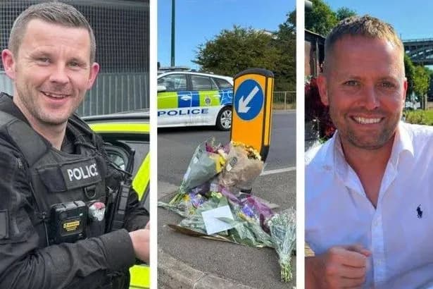 Sons of PC Matthew Blades lead Man United out as mascots after A66 crash death