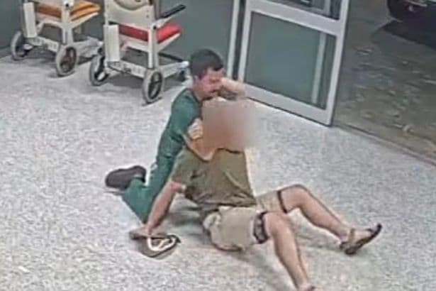 Incredible moment Jiu-jitsu nurse floors 'abusive' patient in hospital scrap