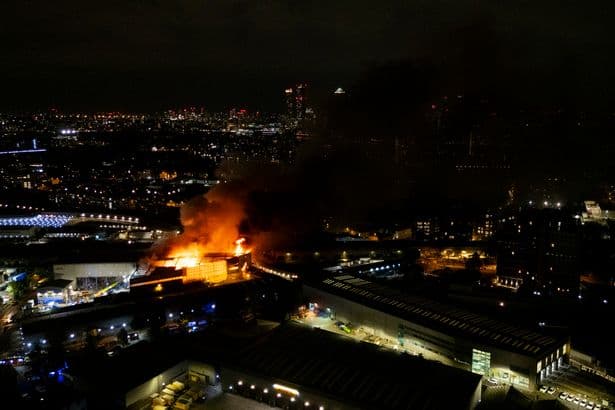 Huge fire in Bermondsey as 50 tonnes of waste burn and people told 'close windows'