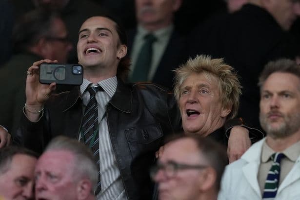 Rod Stewart beams at Celtic game after heart surgery forced him to cancel gigs