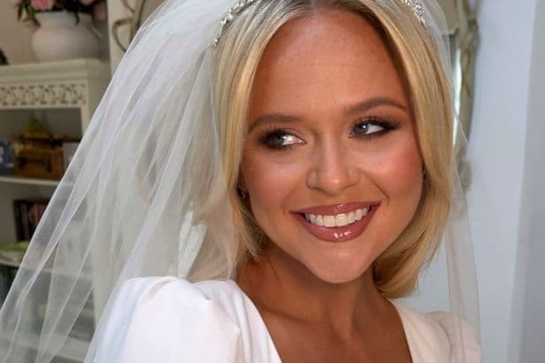 Emily Atack wows in plunging white dress as she ties the knot in 'perfect' wedding