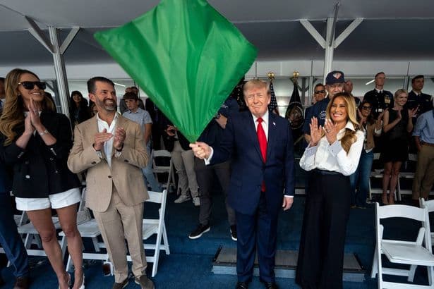 Donald Trump waves green flag 'just like Mr Bean' and is instantly mocked