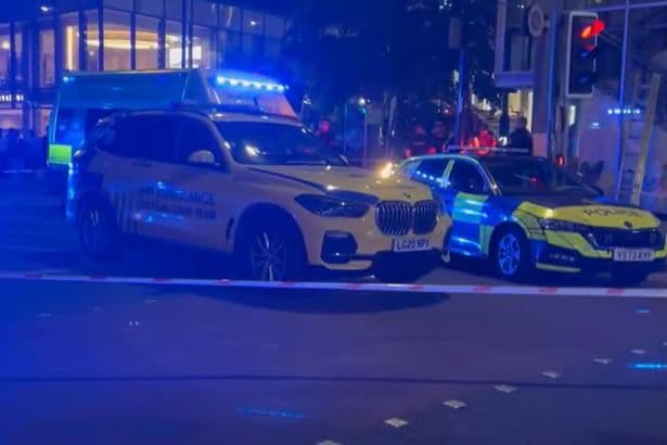 Huge emergency services response on Deansgate as man rushed to hospital