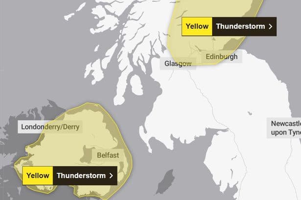Met Office names 22 places to see thunderstorms and heavy rain today and tomorrow