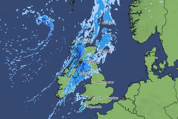 Met Office weather maps show exact time band of rain expected to sweep over UK this weekend