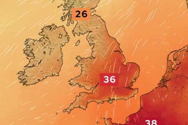 Weather maps turn red as Met Office warns of 'extremely hot' UK heatwave
