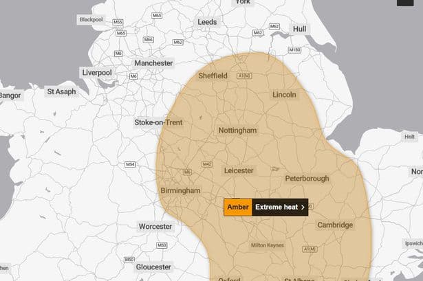 Met Office names 37 areas under amber extreme heat warning with 38C expected