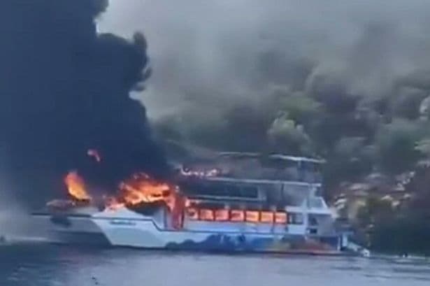 Turkey boat horror as vessel with 115 on board goes up in flames and passengers leap into water to escape