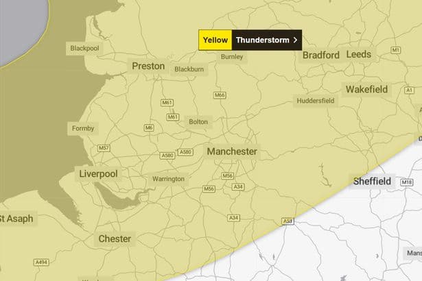 Met Office issues 15-hour thunderstorm warning for Greater Manchester
