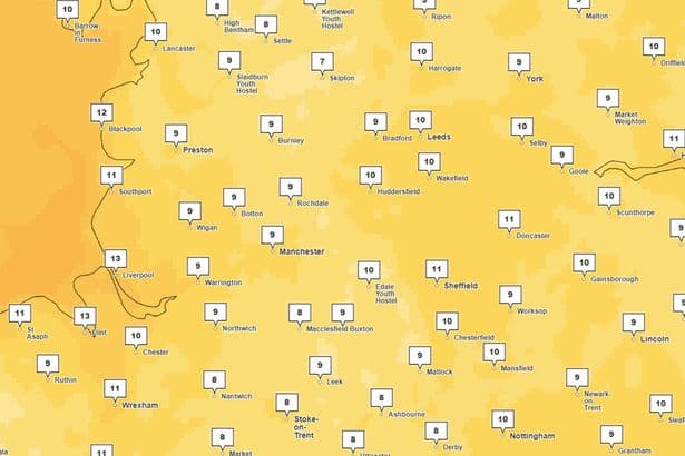 Met Office maps show temperatures plummet as 7C forecast in Greater Manchester