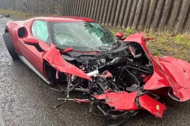 Driver escapes horror Ferrari crash unhurt as supercar wrecked in Salford