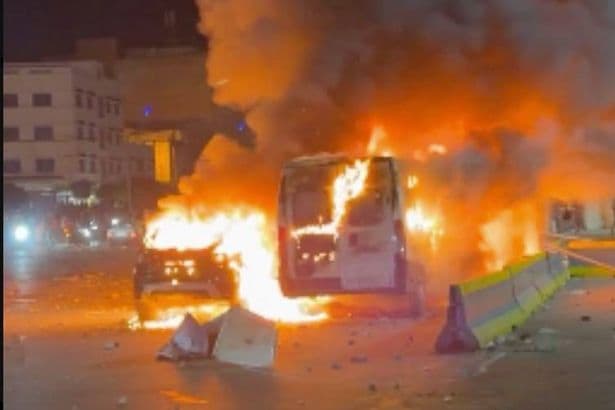 Morocco border crisis as riots erupt with cars on fire after migrants storm Spain